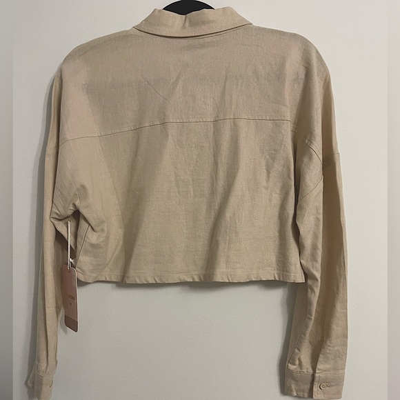 NWT CI Sono Los Angeles Khaki Long Sleeve Crop Top - Picture 2 of 6